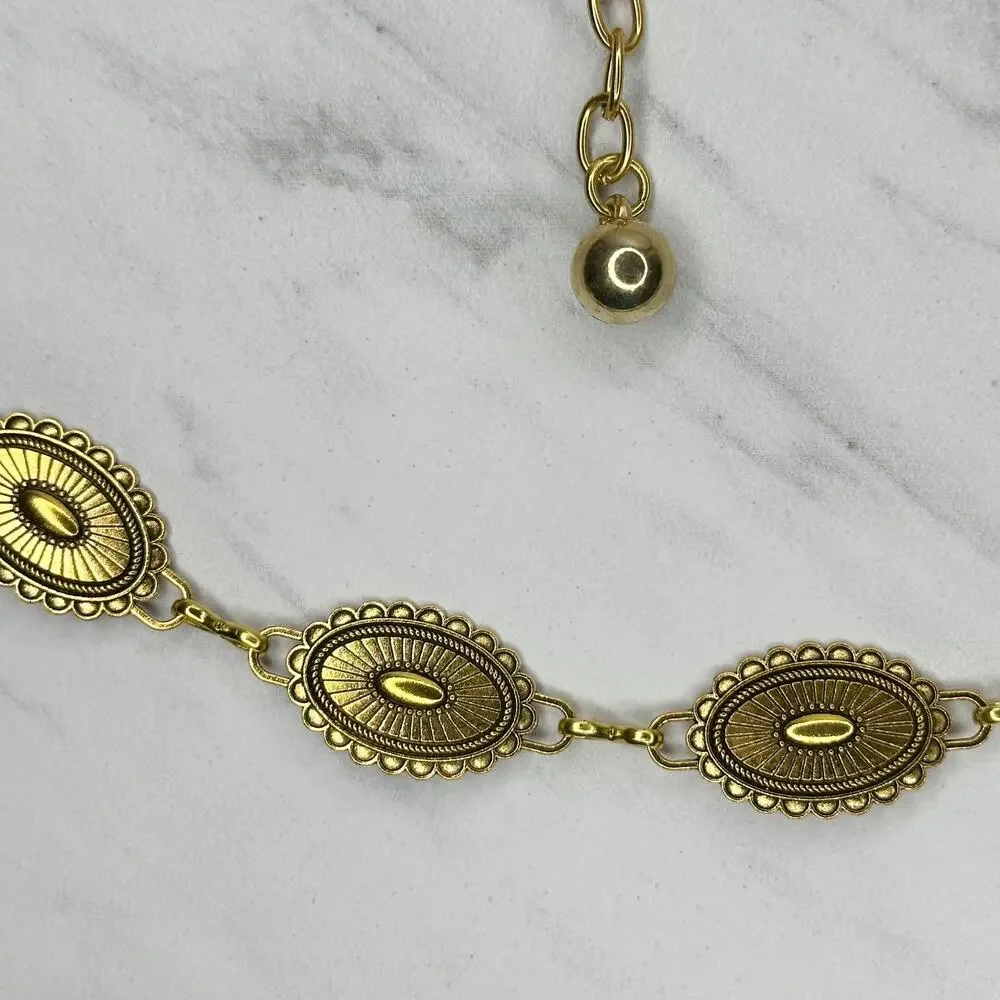 Western Concho Gold Chain Belt One Size (OS) ✨
